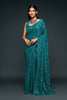 Designer Teal Green Sequin Glitter Georgette Saree with Blouse