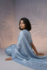 Sky Blue Silk Saree with Embroidered Border Designer Blouse