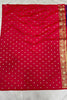 Navy Blue Banarasi Silk Saree with Red Embroidered Pallu