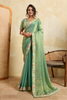 Sea Green Silk Saree with Floral Embroidered Border Designer Blouse 