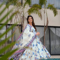Elegant Off-White Muslin Digital Printed Anarkali Salwar Suit with Dupatta