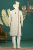 Elegant Cream Art Silk Embroidered Sherwani with Dupatta for Wedding