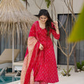 Lovely Red Muslin Digital Printed Anarkali Salwar Suit with Dupatta