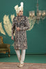 Grateful Black Art Silk Embroidered Sherwani with Cream Churidar for Wedding