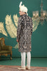 Grateful Black Art Silk Embroidered Sherwani with Cream Churidar for Wedding