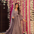 Stylish Brown Muslin Digital Printed Anarkali Salwar Suit with Dupatta