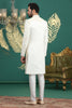 Stunning Cream Art Silk Embroidered Sherwani with White Churidar for Wedding