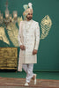 Lovely Cream Art Silk Embroidered Sherwani with Dupatta for Wedding