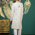 Lovely Cream Art Silk Embroidered Sherwani with Dupatta for Wedding