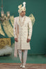 Fancy Cream Art Silk Embroidered Sherwani with Dupatta for Wedding