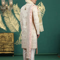 Fancy Cream Art Silk Embroidered Sherwani with Dupatta for Wedding