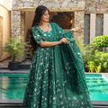 Simply Green Muslin Digital Printed Anarkali Salwar Suit with Dupatta