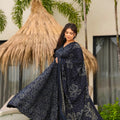 Stunning Black Muslin Digital Floral Printed Anarkali Salwar Suit with Dupatta