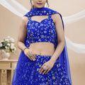 Stunning Royal Blue Georgette Designer Lehenga Choli with Embroidery Work and Matching Dupatta