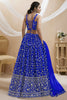 Stunning Royal Blue Georgette Designer Lehenga Choli with Embroidery Work and Matching Dupatta