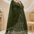 Elegant Olive Green Georgette Designer Lehenga Choli with Embroidery Work and Matching Dupatta