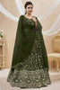 Elegant Olive Green Georgette Designer Lehenga Choli with Embroidery Work and Matching Dupatta