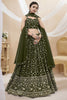 Elegant Olive Green Georgette Designer Lehenga Choli with Embroidery Work and Matching Dupatta
