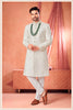 Premium Off-White Art Silk Heavy Embroidered Sherwani for Men with Pyjama for Wedding