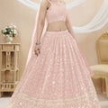 Wonderful Pink Georgette Designer Lehenga Choli with Embroidery Work and Matching Dupatta