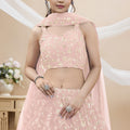 Wonderful Pink Georgette Designer Lehenga Choli with Embroidery Work and Matching Dupatta