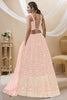 Wonderful Pink Georgette Designer Lehenga Choli with Embroidery Work and Matching Dupatta