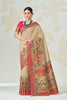 Stylish Beige Soft Silk Designer Saree Multicolor Woven Border for Women