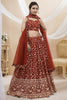 Stylish Red Georgette Designer Lehenga Choli with Embroidery Work and Matching Dupatta