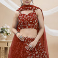 Stylish Red Georgette Designer Lehenga Choli with Embroidery Work and Matching Dupatta