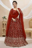 Stylish Red Georgette Designer Lehenga Choli with Embroidery Work and Matching Dupatta