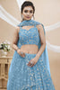 Glorious Sky Blue Georgette Designer Lehenga Choli with Embroidery Work and Matching Dupatta