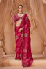 Beautiful Rani Pink Handloom Silk Saree Embroidery Work for Women