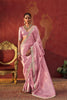 Beautiful Light Pink Viscose Saree Zari Embroidery Work for Women