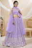 Superb Lavender Georgette Designer Lehenga Choli with Embroidery Work and Matching Dupatta