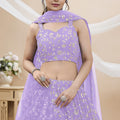 Superb Lavender Georgette Designer Lehenga Choli with Embroidery Work and Matching Dupatta