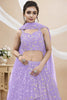 Superb Lavender Georgette Designer Lehenga Choli with Embroidery Work and Matching Dupatta