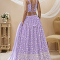 Superb Lavender Georgette Designer Lehenga Choli with Embroidery Work and Matching Dupatta