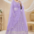 Superb Lavender Georgette Designer Lehenga Choli with Embroidery Work and Matching Dupatta