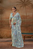 Royal Sky Blue Organza Saree Floral Embroidery for Women
