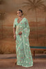 Stunning Mint Green Organza Saree Floral Embroidery for Women
