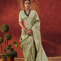 Graceful Pista Green Viscose Saree Embroidery Border for Women
