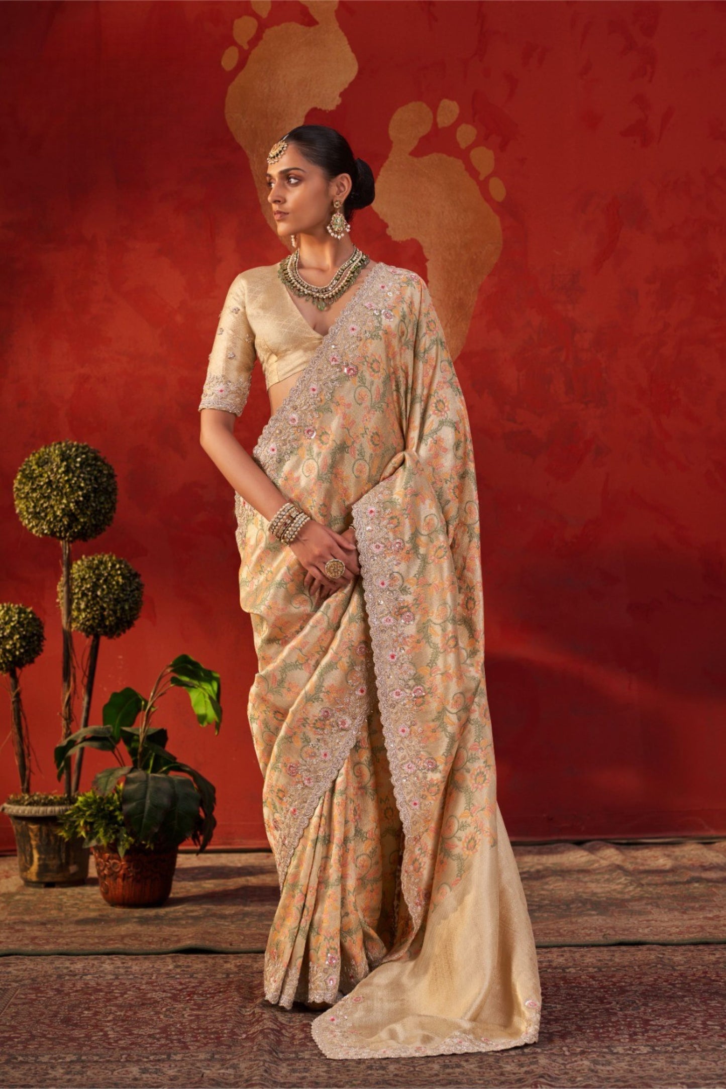 Stylish Beige Viscose Saree Embroidery Border for Women