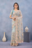 Sea Green Floral Embroidered Net Saree with Designer Border