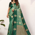  Bottle Green Kanjivaram Silk Saree with Rich Gold Zari Border