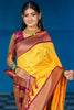 Mustard Yellow Kanjivaram Silk Saree Gold Zari Border Butti Work