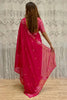 Rani Pink Organza Saree Floral Embroidery Designer Blouse