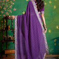 Purple Bandhani Saree with Heavy Border Designer Blouse