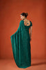Green Sequin Embellished Georgette Saree with Scalloped Border