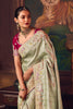 Sage Green Silk Saree and Contrast Maroon Blouse