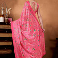 Pink Bandhani Print Saree with Mirror Work Designer Saree